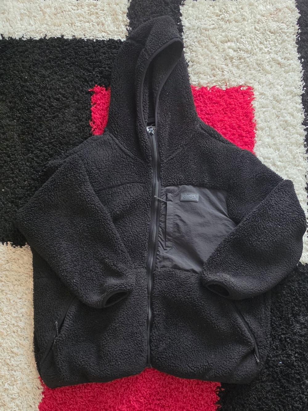 Roots Black Sherpa Hooded Zip Jacket